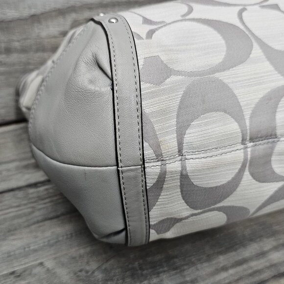 Coach Alexandra Signature Canvas Leather Trim Gray Large Shoulder Bag COA - Picture 8 of 14